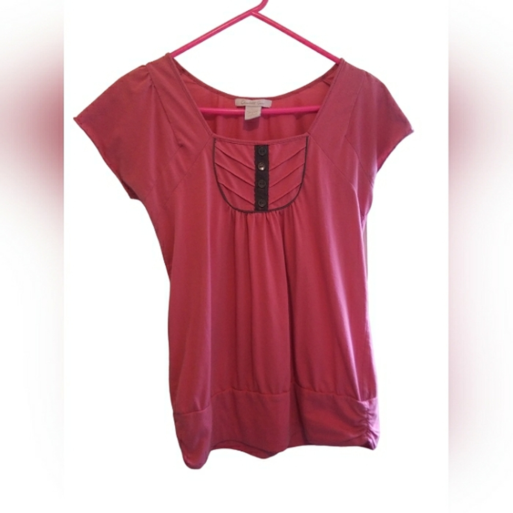 Charlotte Russe Blouse with Scoop Neckline and Buttons Size L